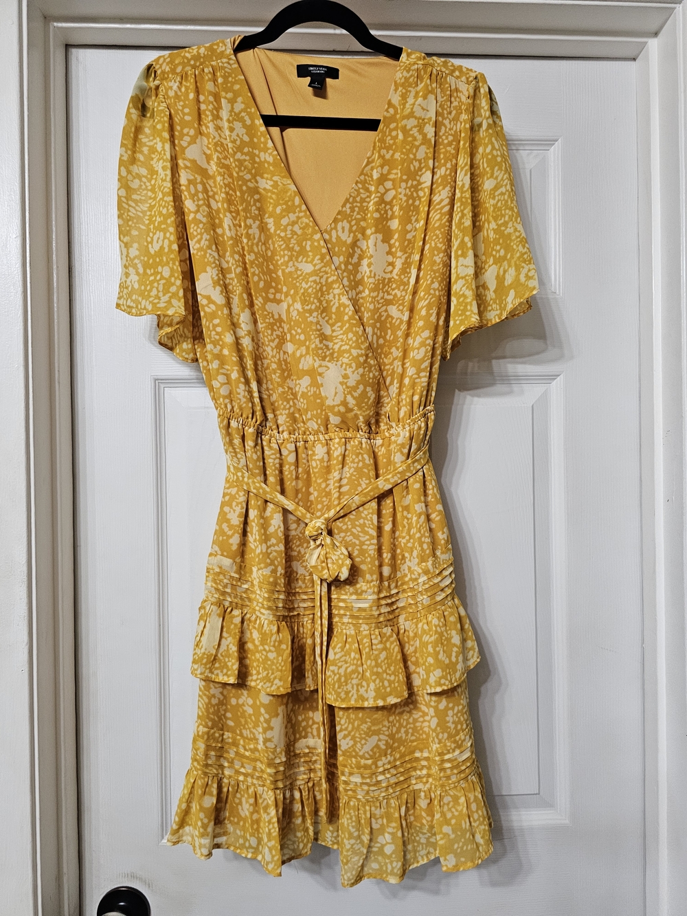 Simply Vera Verawang Yellow And White Printed Dress